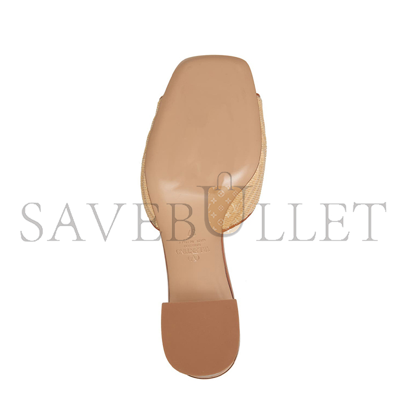 Va1e*ntin0 garavani vlogo leather-trimmed raffia sandals